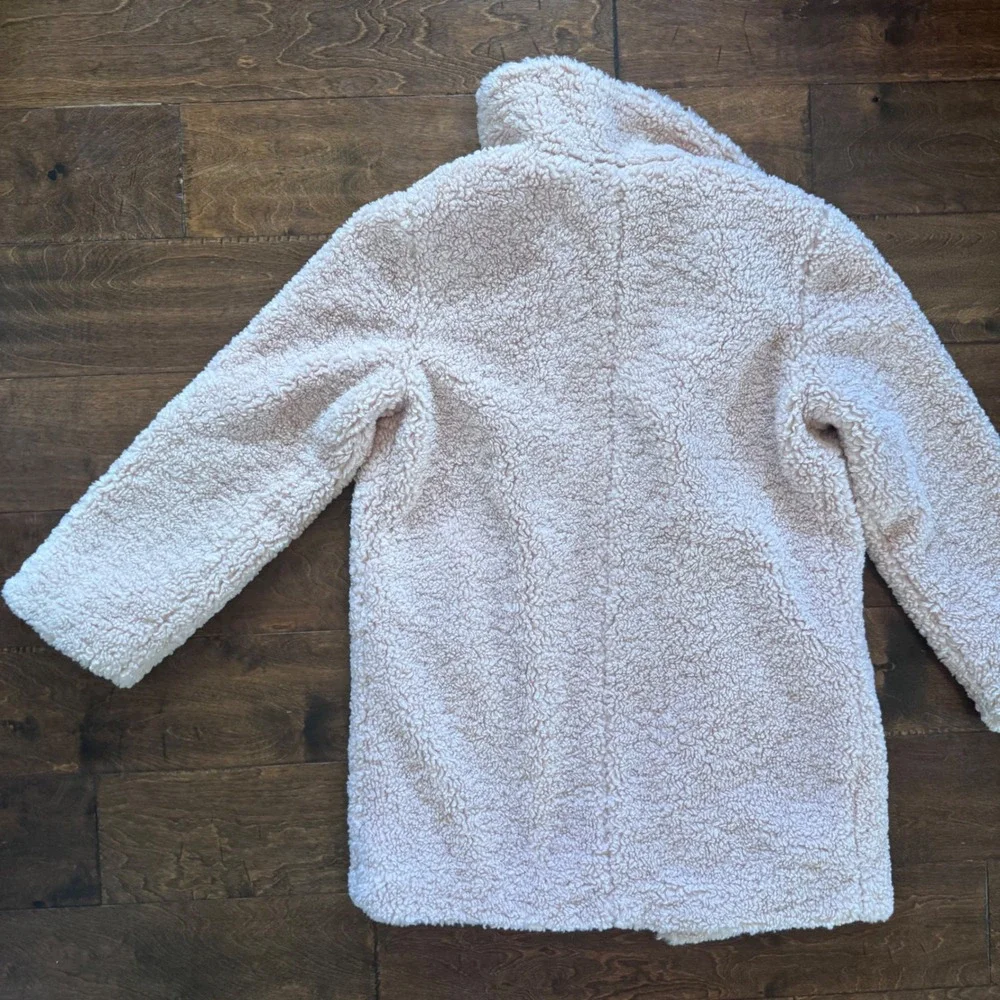Cat & Jack Girls Blush Pink Faux Fur Sherpa Teddy Coat Jacket Size L Large